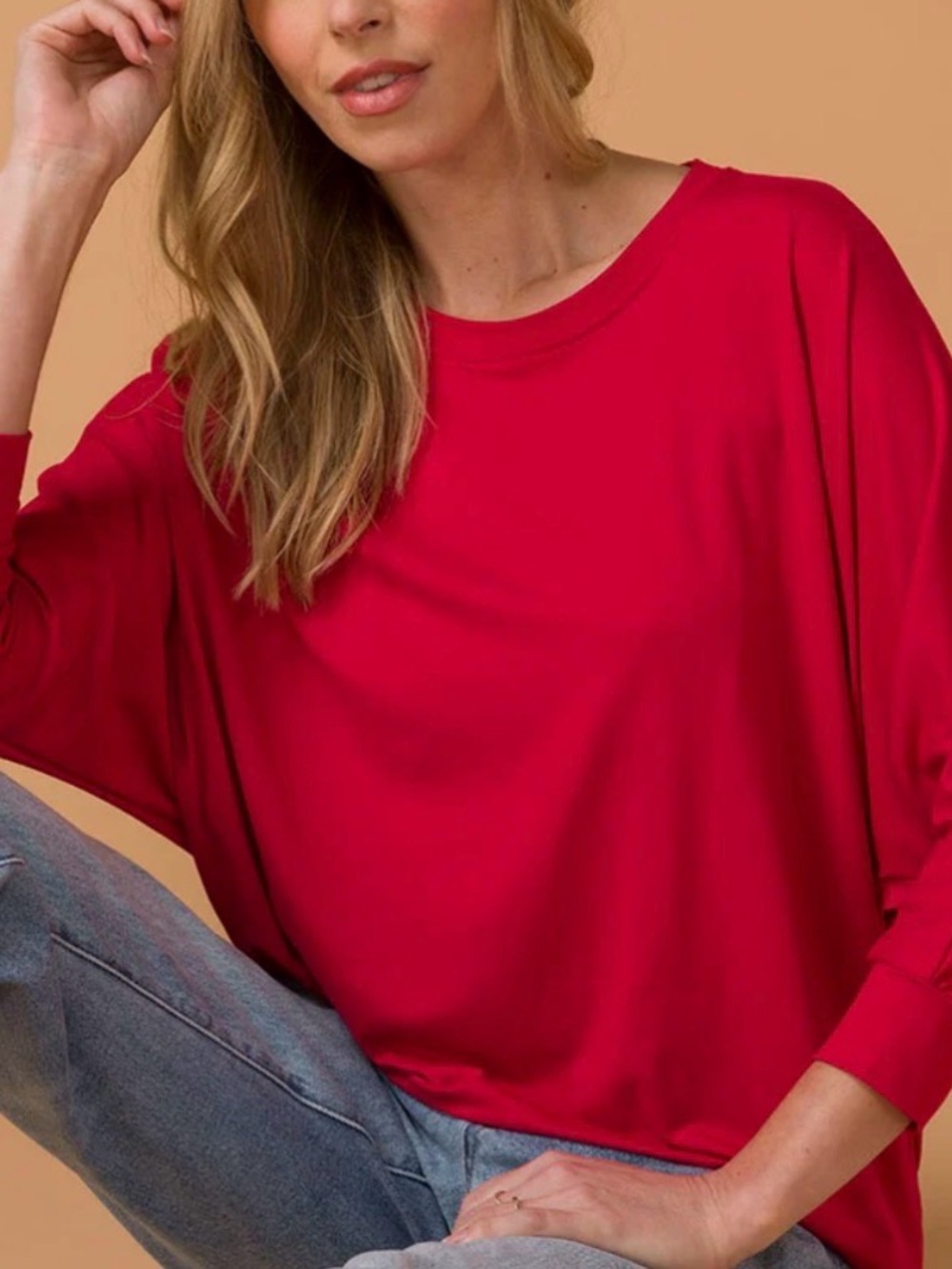 MaxMara Silk & Linen Red Knit Dolman Sweater (NWT)